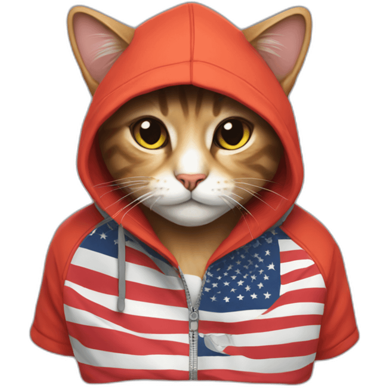 a cat wearing a hoodie with that flag🇵🇸 emoji