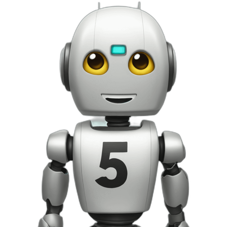 robot with a blouse with the number 5 written on it emoji