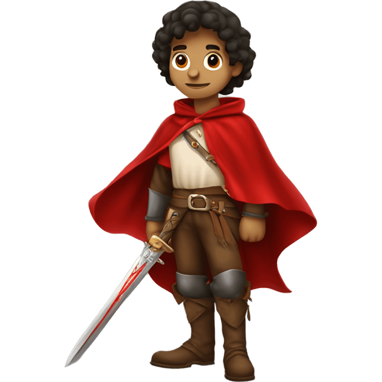 canela boy musketeer with red shoulder medieval cape and sword emoji