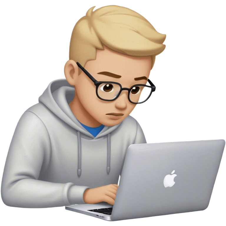 man working on his macbook laptop looking down emoji