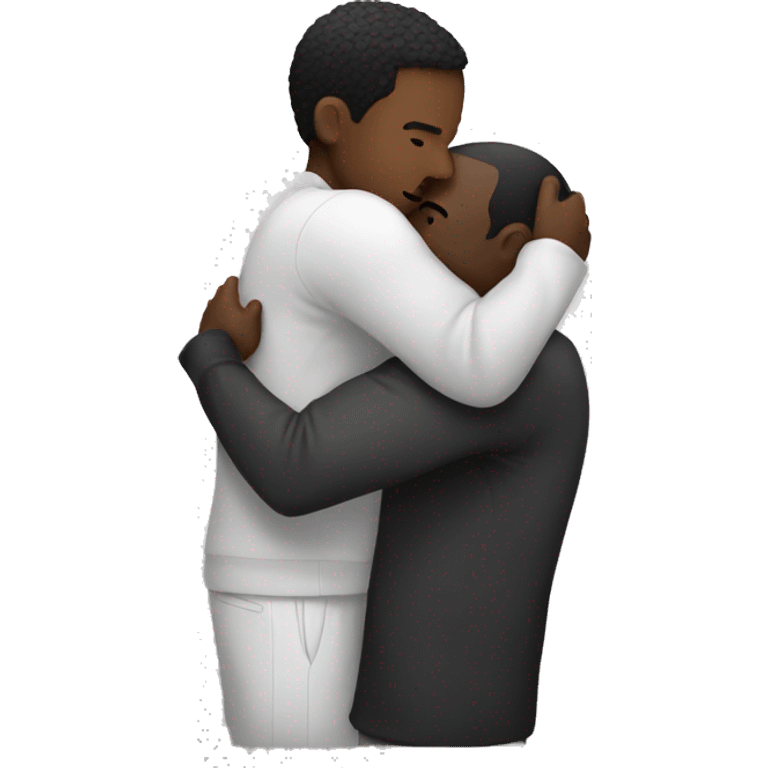 black and white men hug emoji