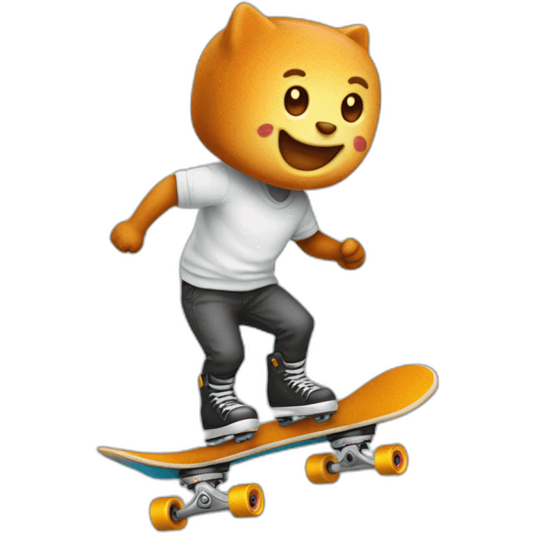 Chat roux qui mange une glace sur un skate emoji