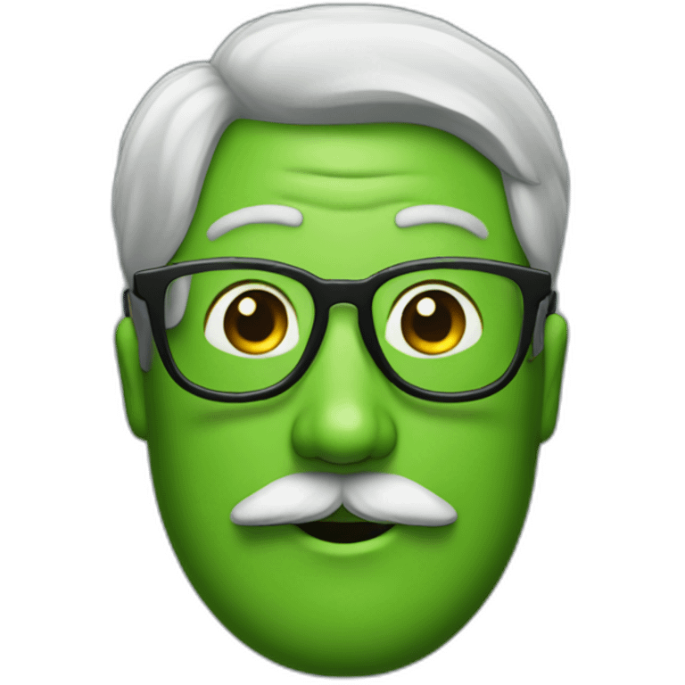 mustache man with glasses with green skin emoji