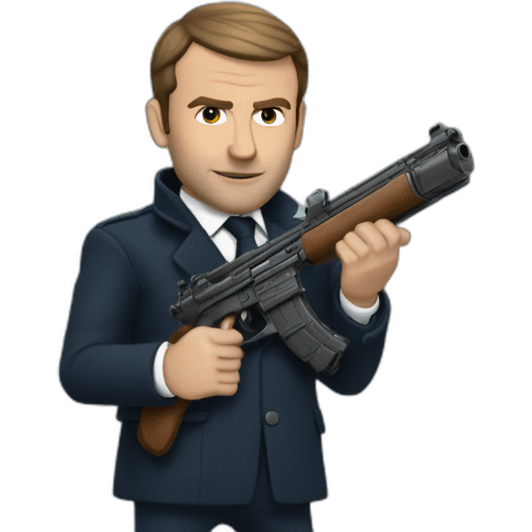 macron with a gun emoji