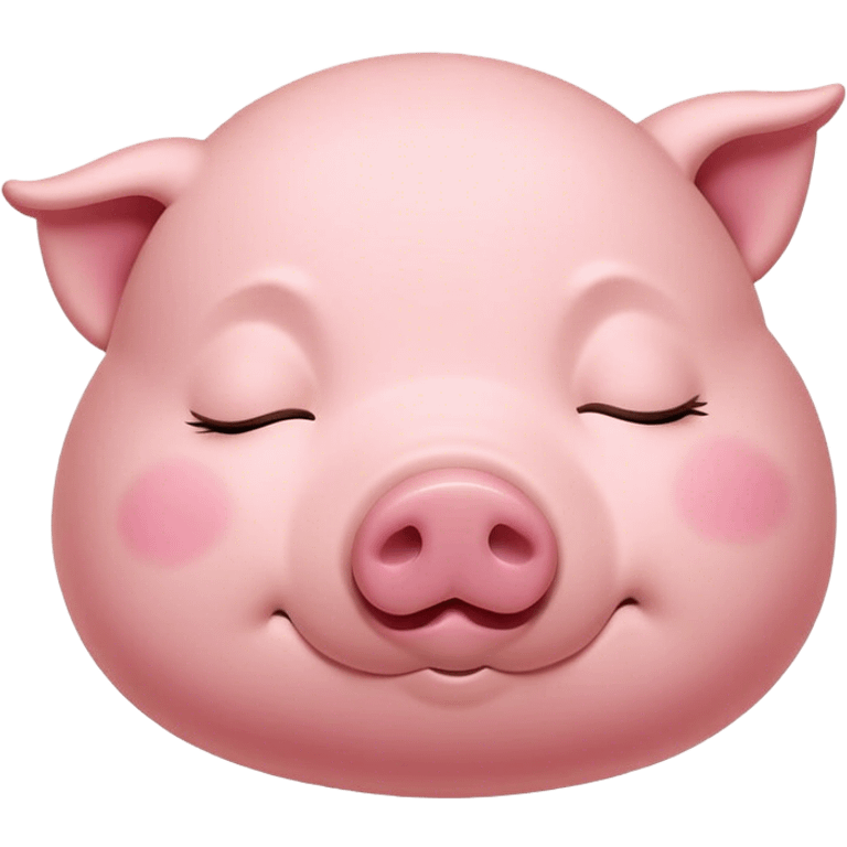 Meme-Worthy Cute Sleeping Pig Portrait Emoji, Head resting peacefully with a contented smile, showcasing a delightfully stout build and a luxuriously soft rosy-pink hide, eyes shut in a serene, restful nap, Simplified yet hilariously adorable features, highly detailed, glowing with a soft, drowsy light, high shine, relaxed and utterly lovable, stylized with an air of playful laziness, bright and heartwarming, soft glowing outline, capturing the essence of a comically sleepy pig, so meme-worthy it feels like it could instantly become the next viral sensation of adorable slumber! emoji