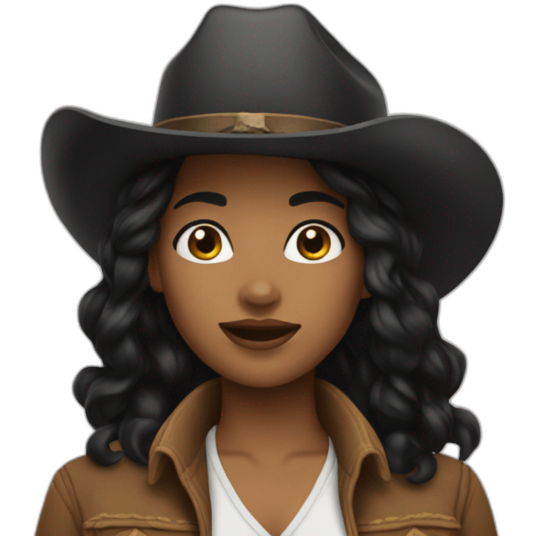 cowgirl straight black hair emoji