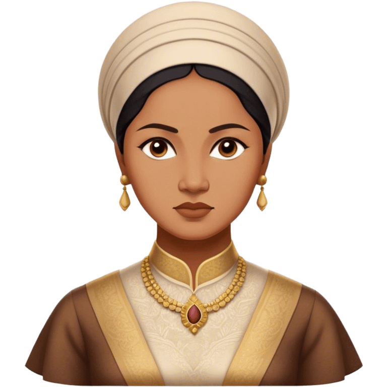 Cinematic Realistic Raden Ajeng Kartini Portrait Emoji, depicted as an inspiring Indonesian feminist icon in period attire with a thoughtful determined gaze, rendered with lifelike textures and warm empowering lighting that captures her pioneering spirit. emoji