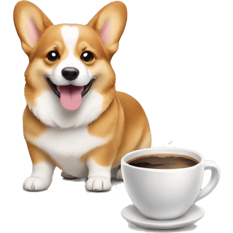 corgi with coffee emoji