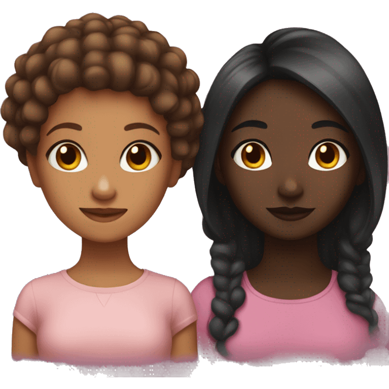 a brown skin girl with hair and a darkskin girl with hair emoji