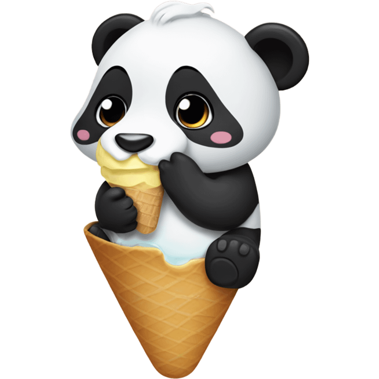 Panda eating ice cream emoji