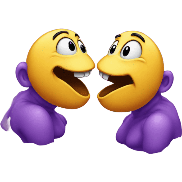 Two purple goobers passionately kissing emoji