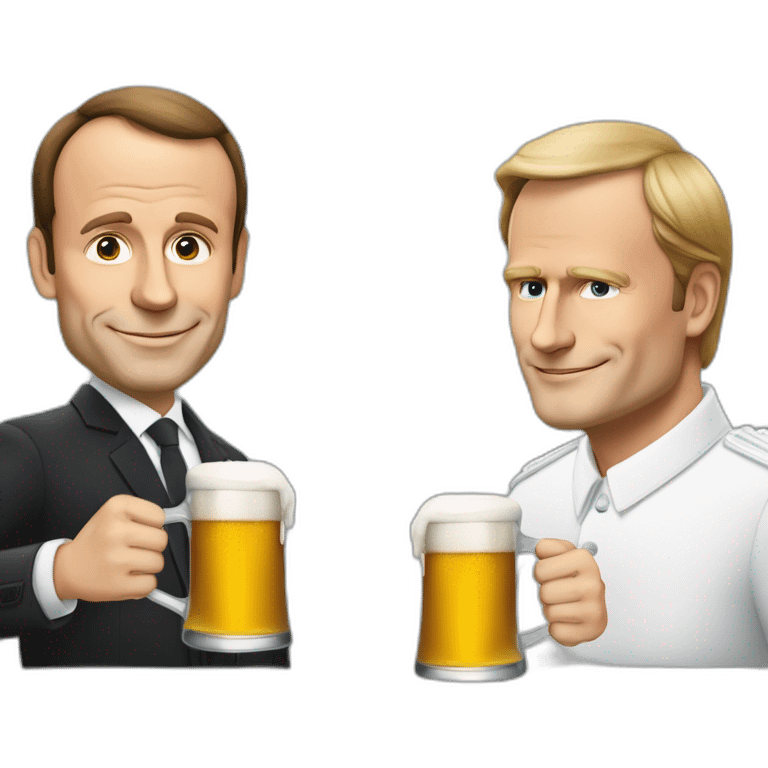 Macron qui boit une bière avec Vladimir Poutine emoji