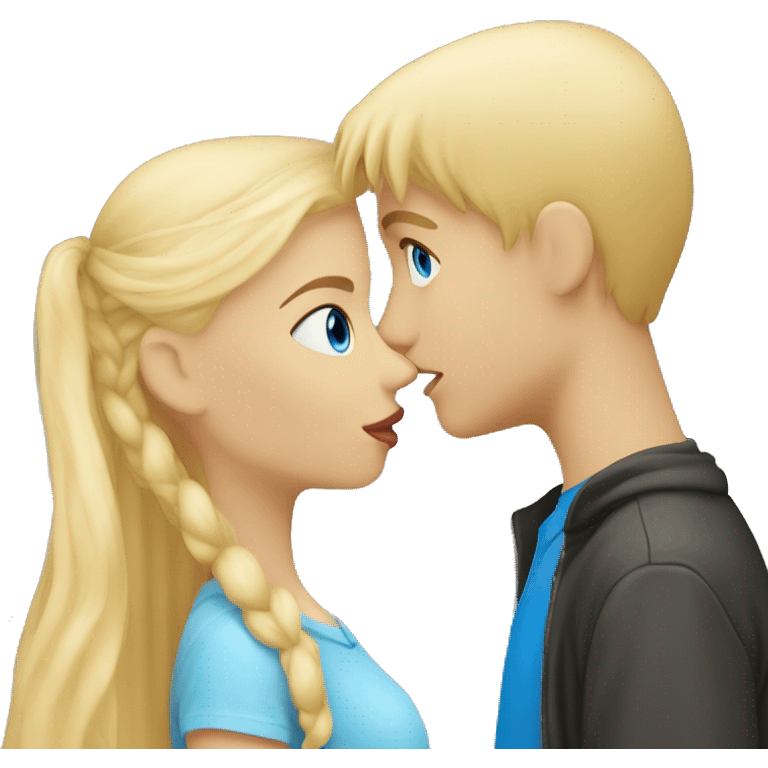 Blonde girl kiss blonde boy, all have blue eyes  emoji