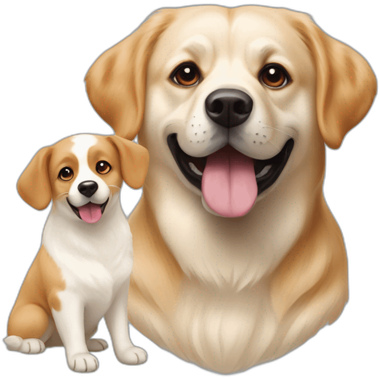 big white labrador and ginger pekingese corgi emoji