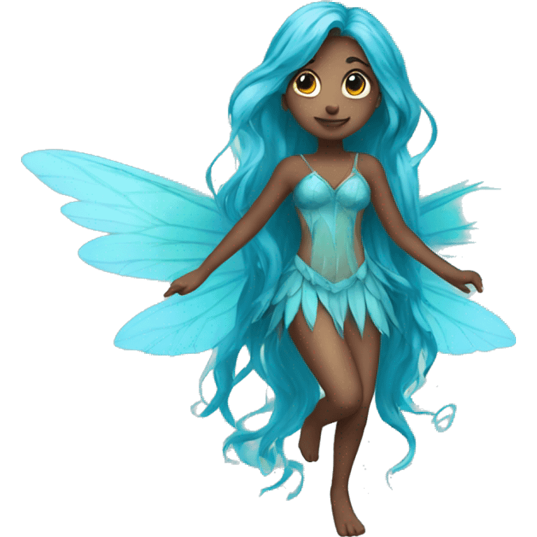 Beautiful, fairy, blue, turqoise, long hair, big wings emoji