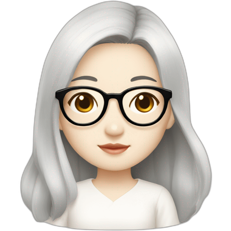 cute-singaporean-chinesegirl-in-muji-white-dress-with-black-hair and golden glasses emoji