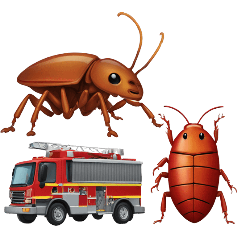 Fire engine and ladder cockroach emoji