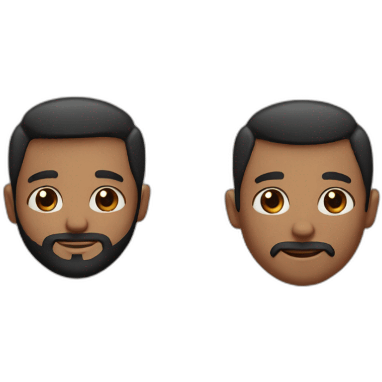 Gay couple with beard. one brown and blue eyes and the othe one black hair and brown eyes. emoji