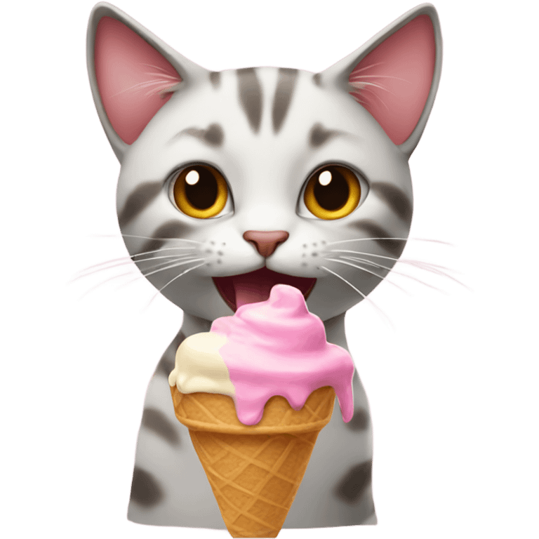 Cat eating ice cream emoji