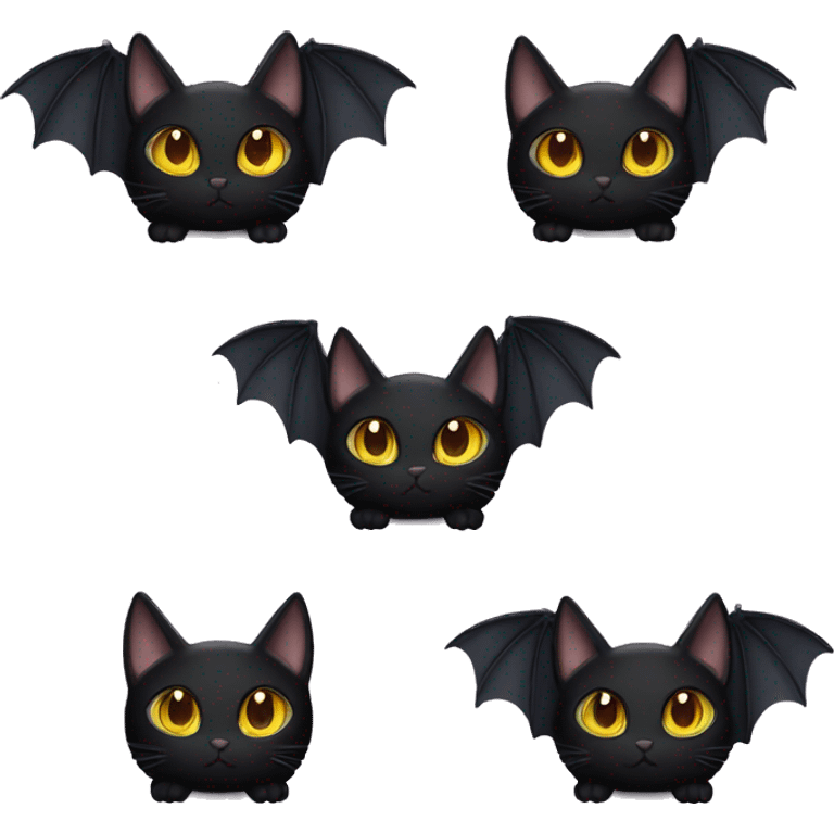 black cat with bat wings emoji