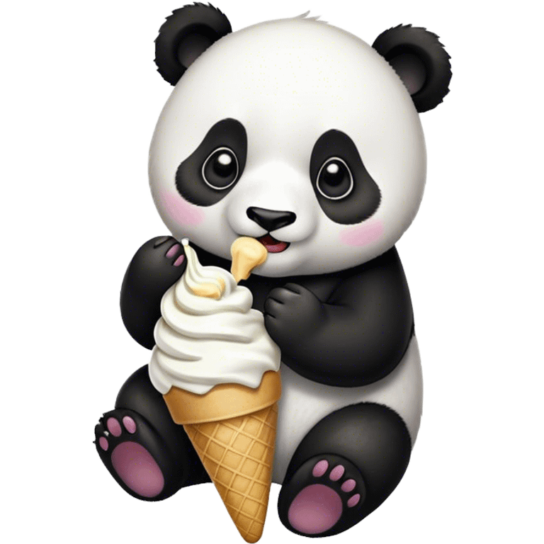 Panda eating ice cream emoji