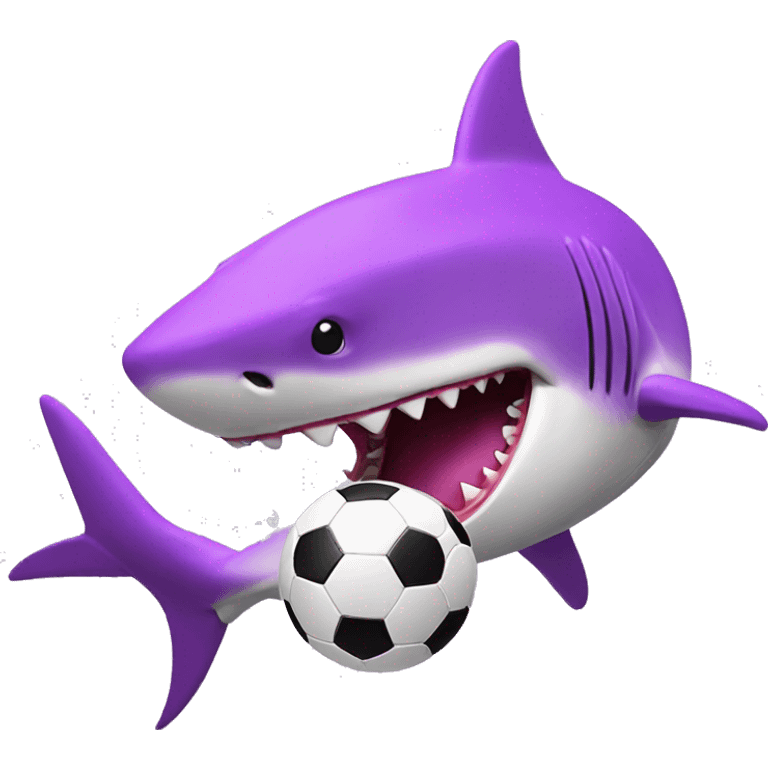 pink purple shark eating a soccer ball emoji