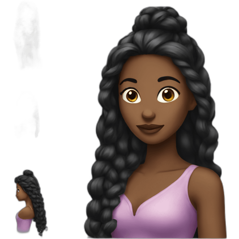 Black women with long hair princess emoji