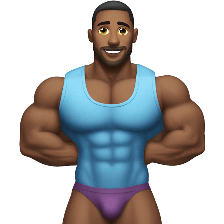 gay bodybuilder in jock in suite realistic emoji