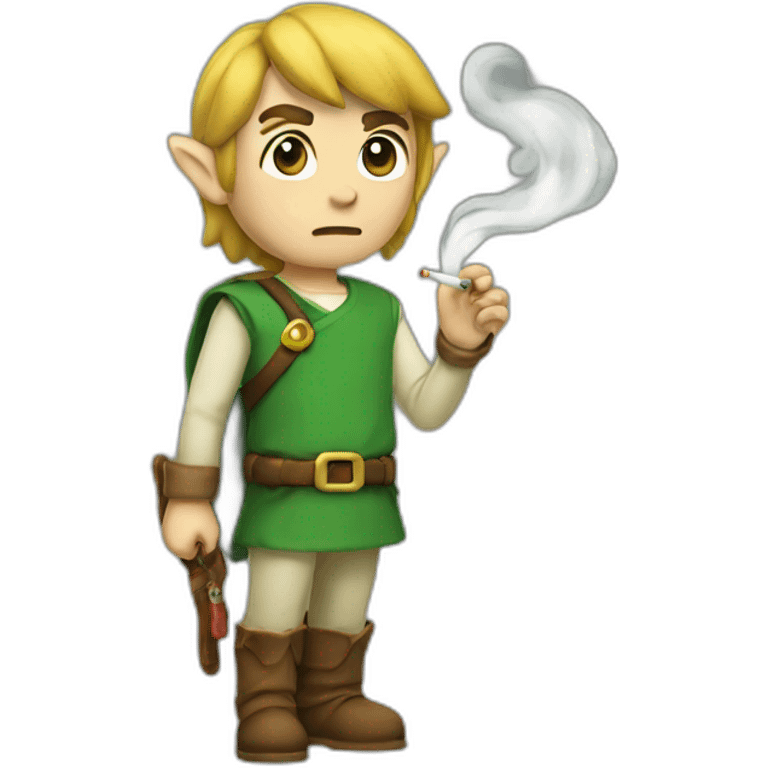 Link wearing a smoking emoji