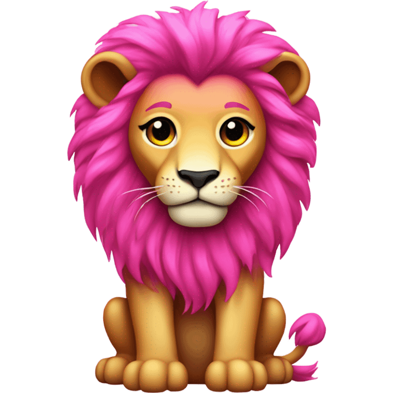 Hot Pink ombre full-body lion with glitter emoji