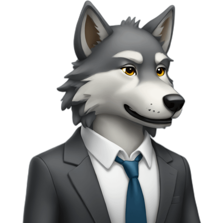 Furry wolf in a suit emoji