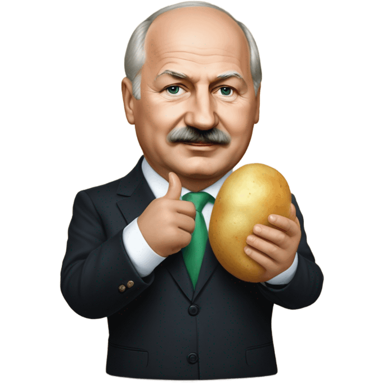 Photorealistic Belarus president Lukashenko with potato in right hand emoji