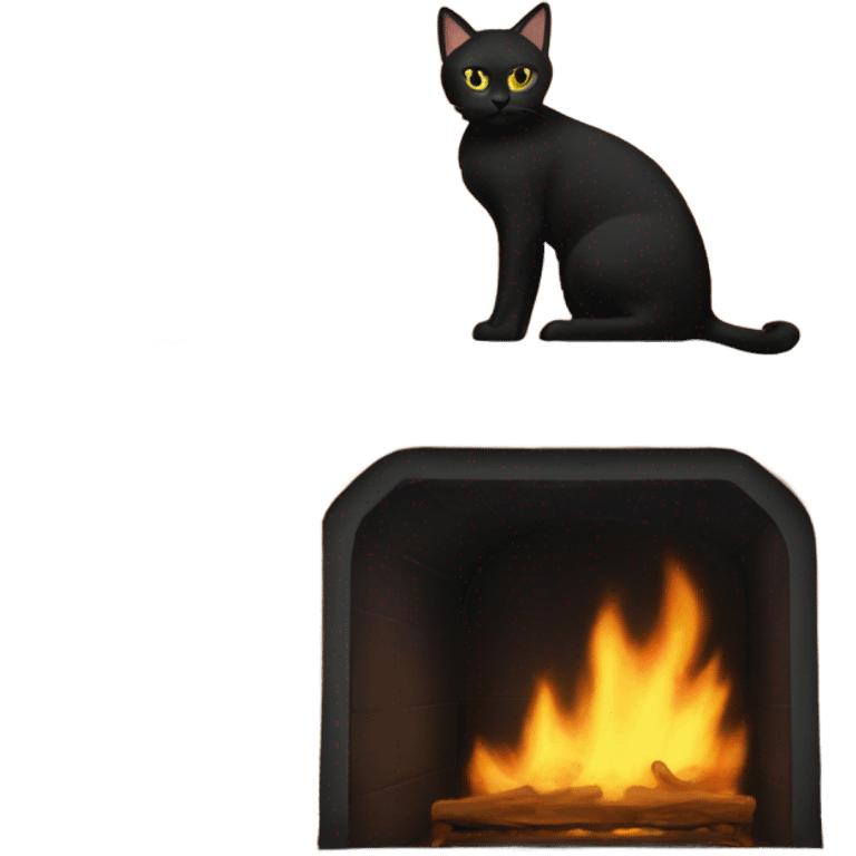 fireplace mantle with black cat on top emoji