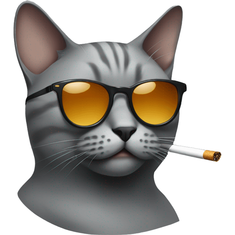 Gray cat with sunglasses smoking a cigarette  emoji