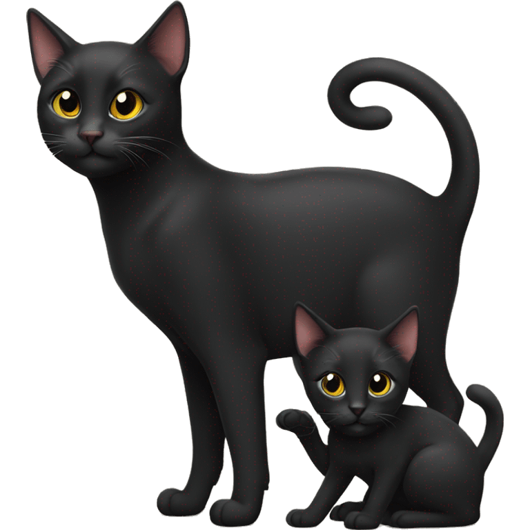 Two black cats with kittens emoji