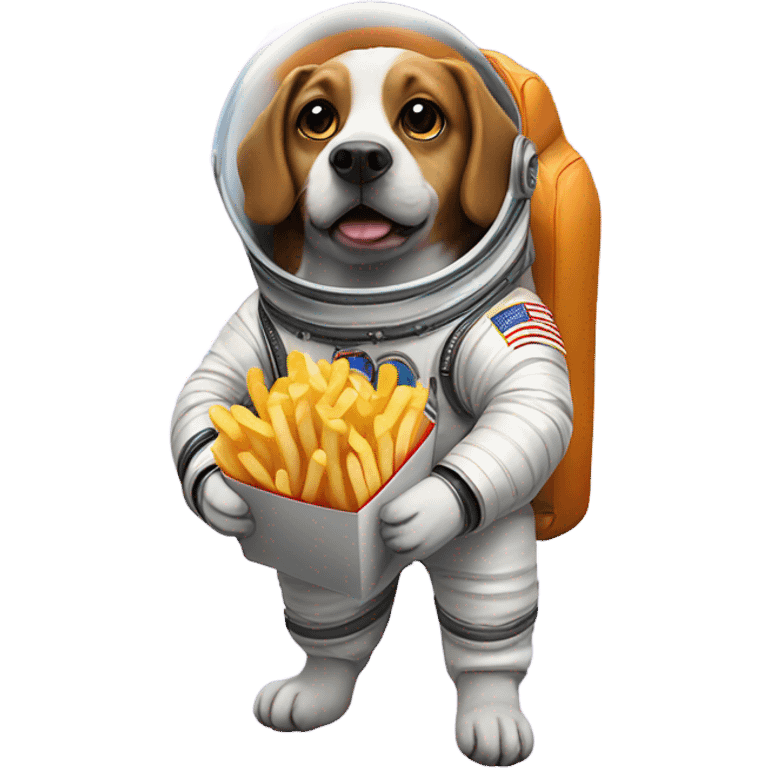 Dog astronaut with French fries emoji