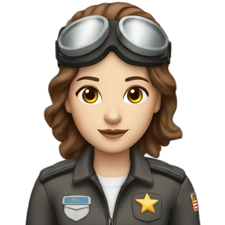 White female pilot with brown hair and brown eyes emoji