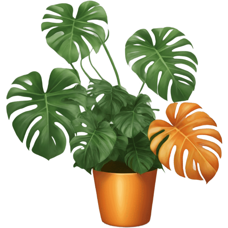 orange monstera plant in pot emoji