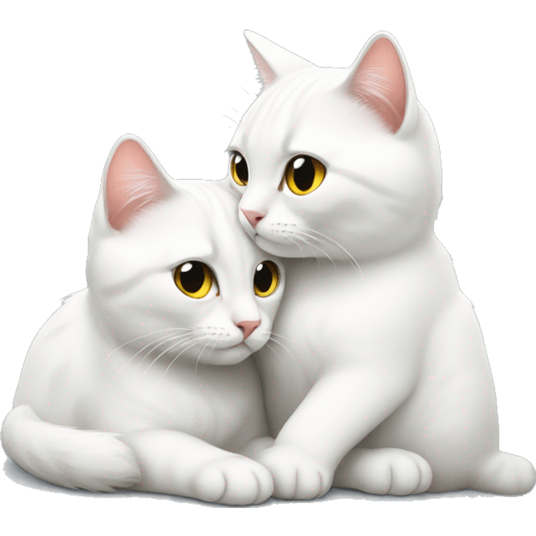 Two white British cats hugs  emoji