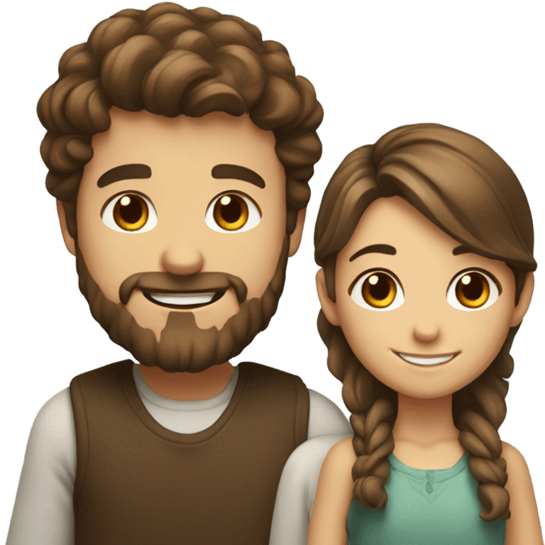 smiling boy with beard and smiling girl with brown hair portrait emoji