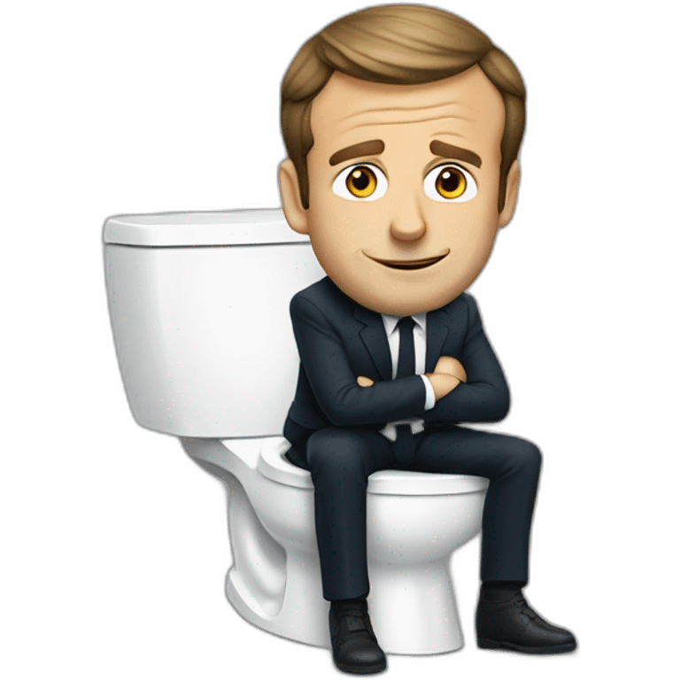 Emmanuel Macron seated on toilet emoji