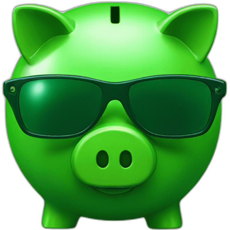 green piggybank with green sunglasses emoji