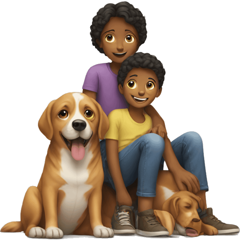 Dog and children  emoji