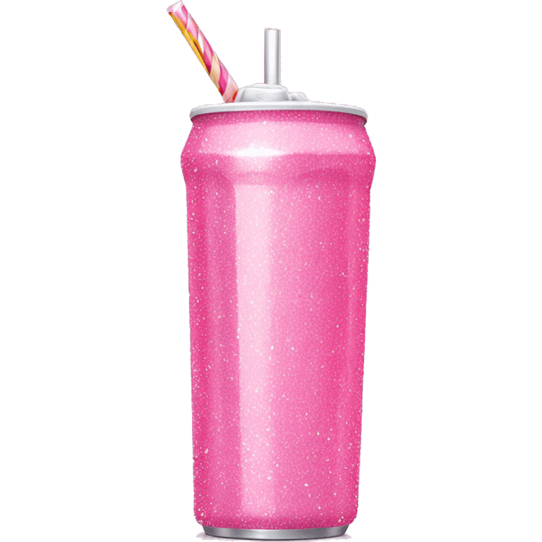 Pink energy drink cute girly glittery light pink with a straw emoji