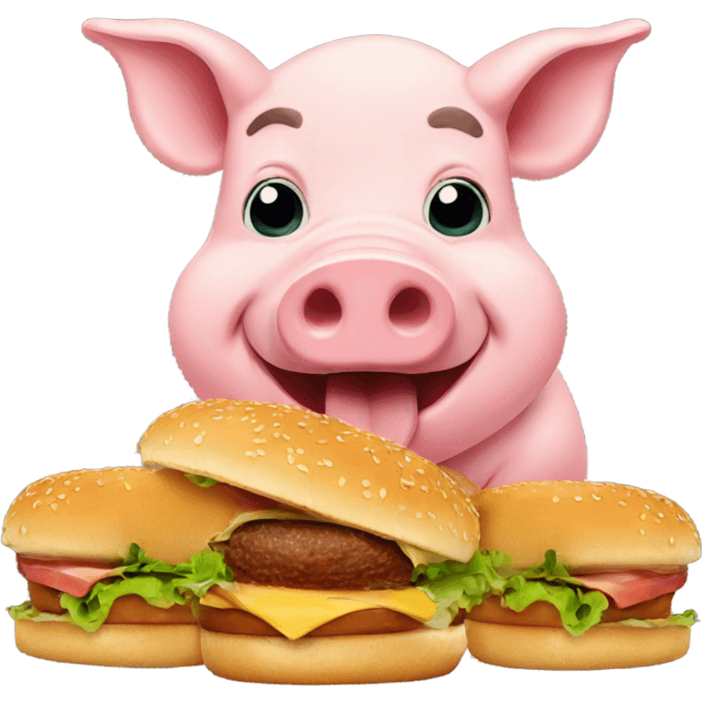 pig eating a burger  emoji