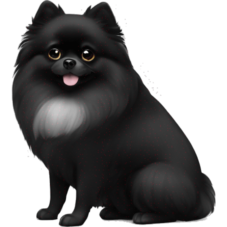 Black Pomeranian with white paws and white chest emoji