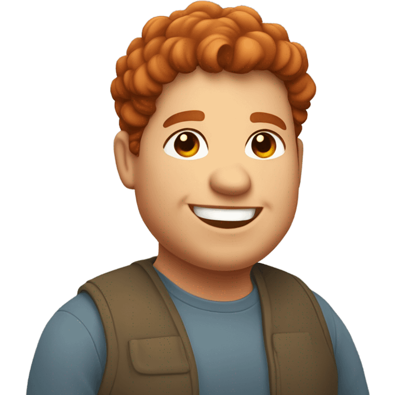 Bading redish curly hair guy with corners in the hair chubby smiling emoji