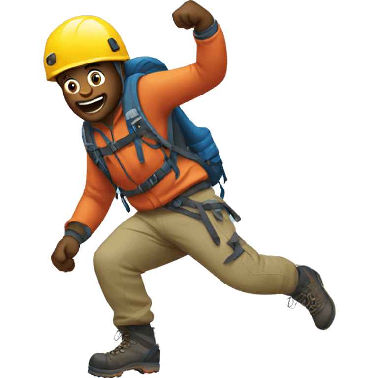 guy in mountain climbing gear dancing silly emoji