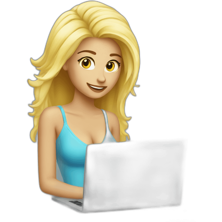 sexy blonde girl with laptop emoji