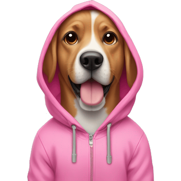 Dog wearing a pink hoodie emoji